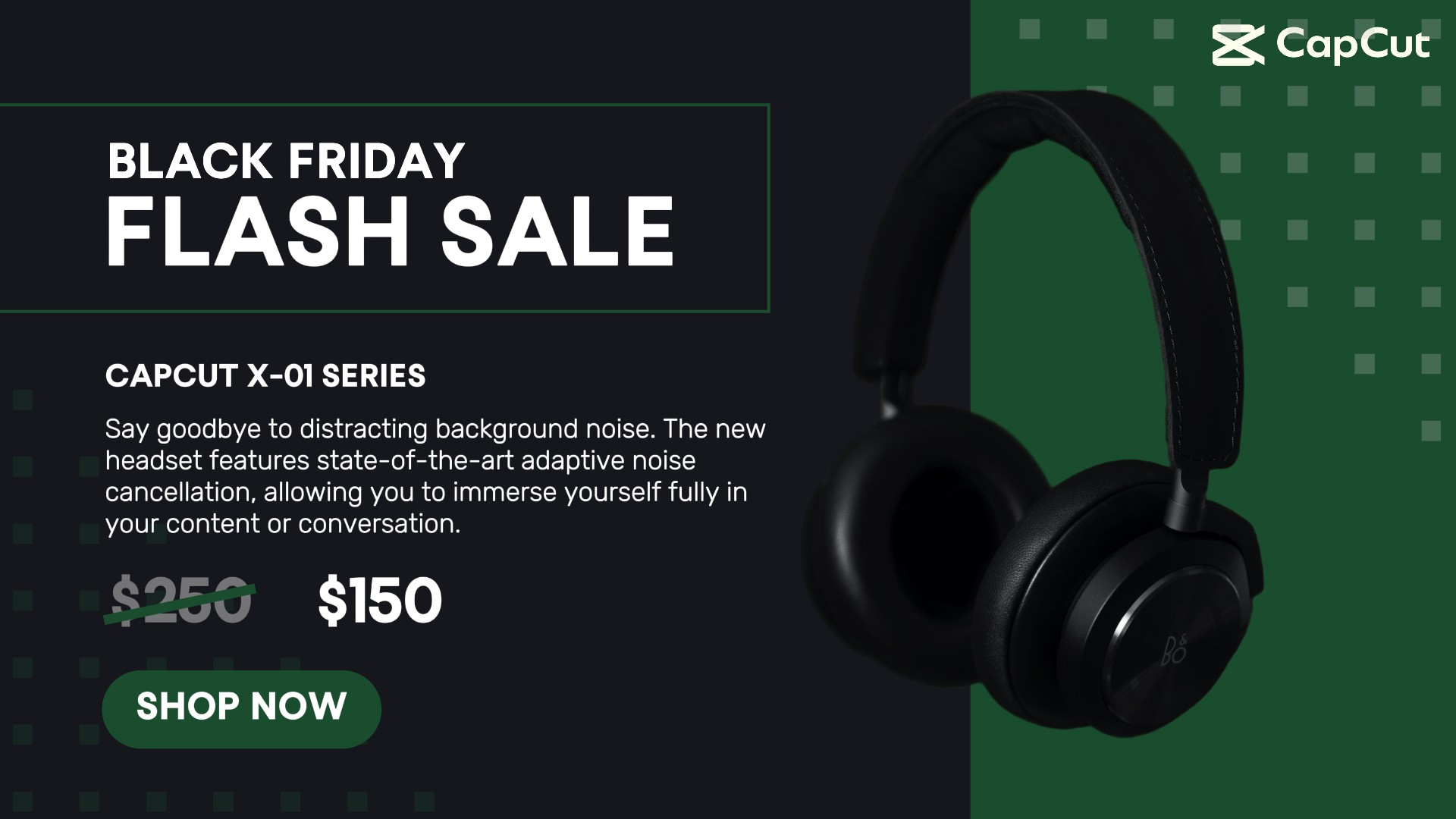 Black Friday Headset Sale Tata Letak Web Hijau Hitam
