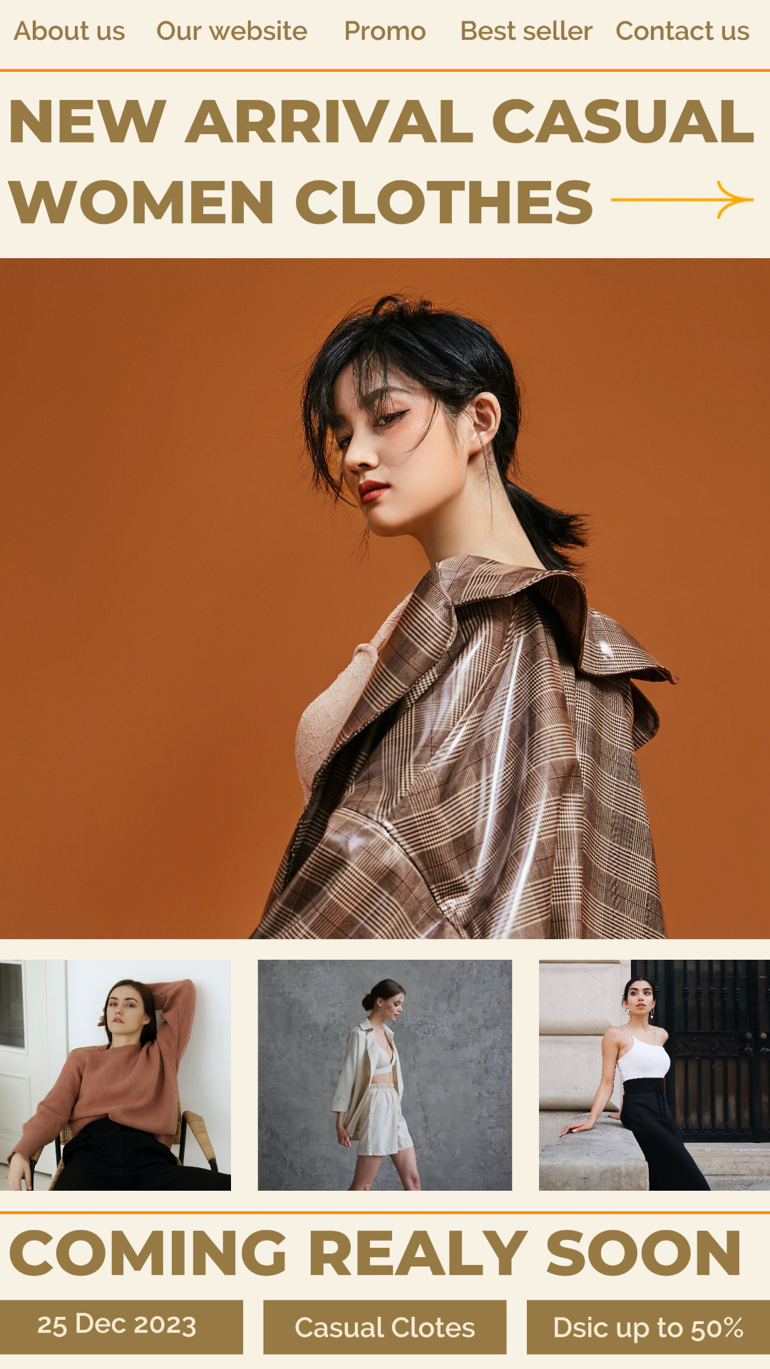 Fashion New Arrival Coming Soon Casual Women Display Instagram Stories 