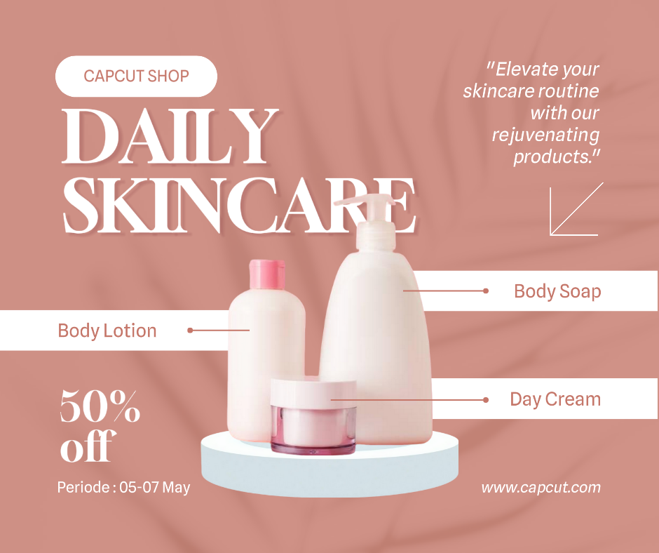 Skincare Marketing Facebook Post Esthétique rose