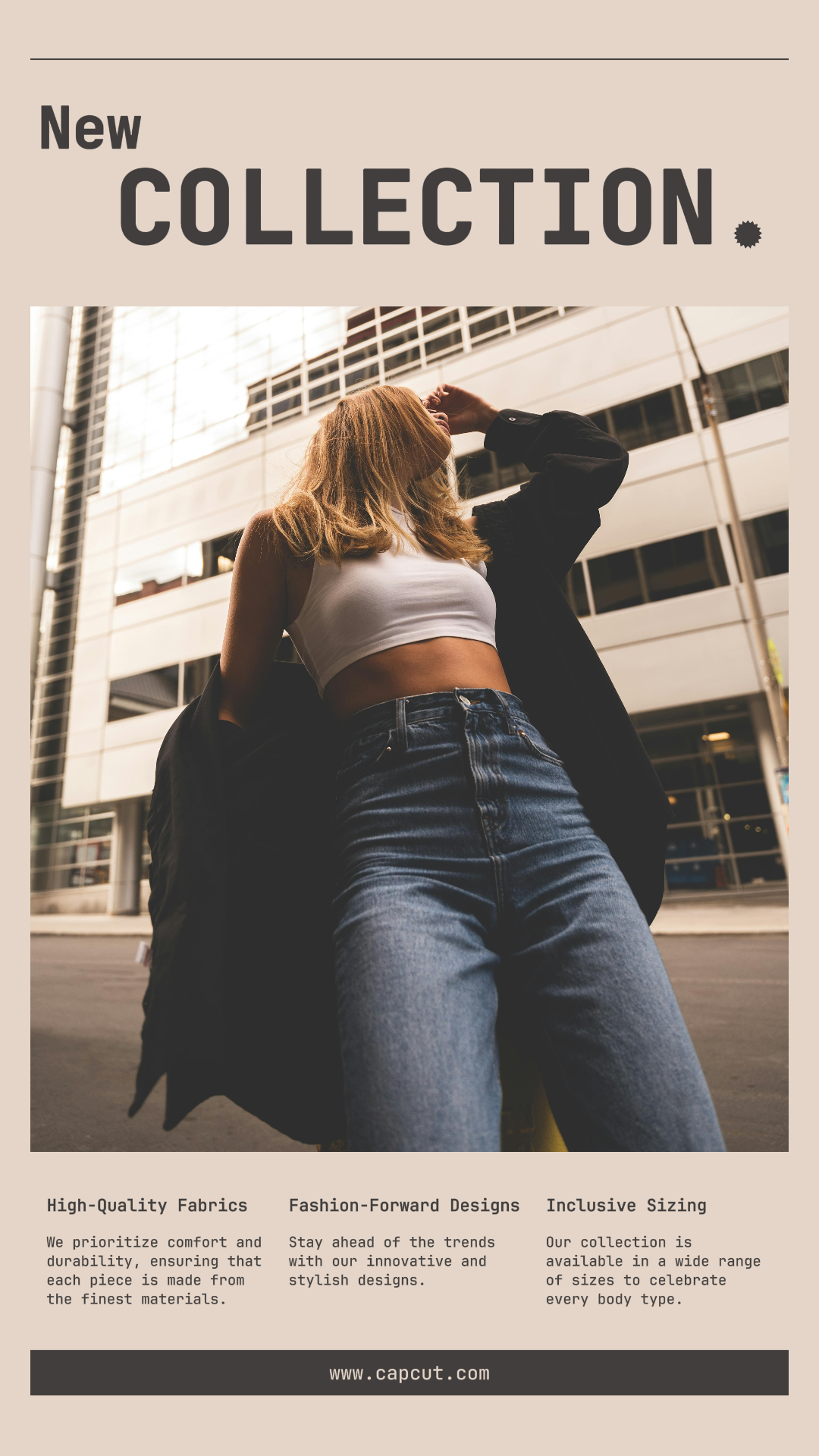 Clothing and shoes, marketing poster, Fashion show Instagram story cream