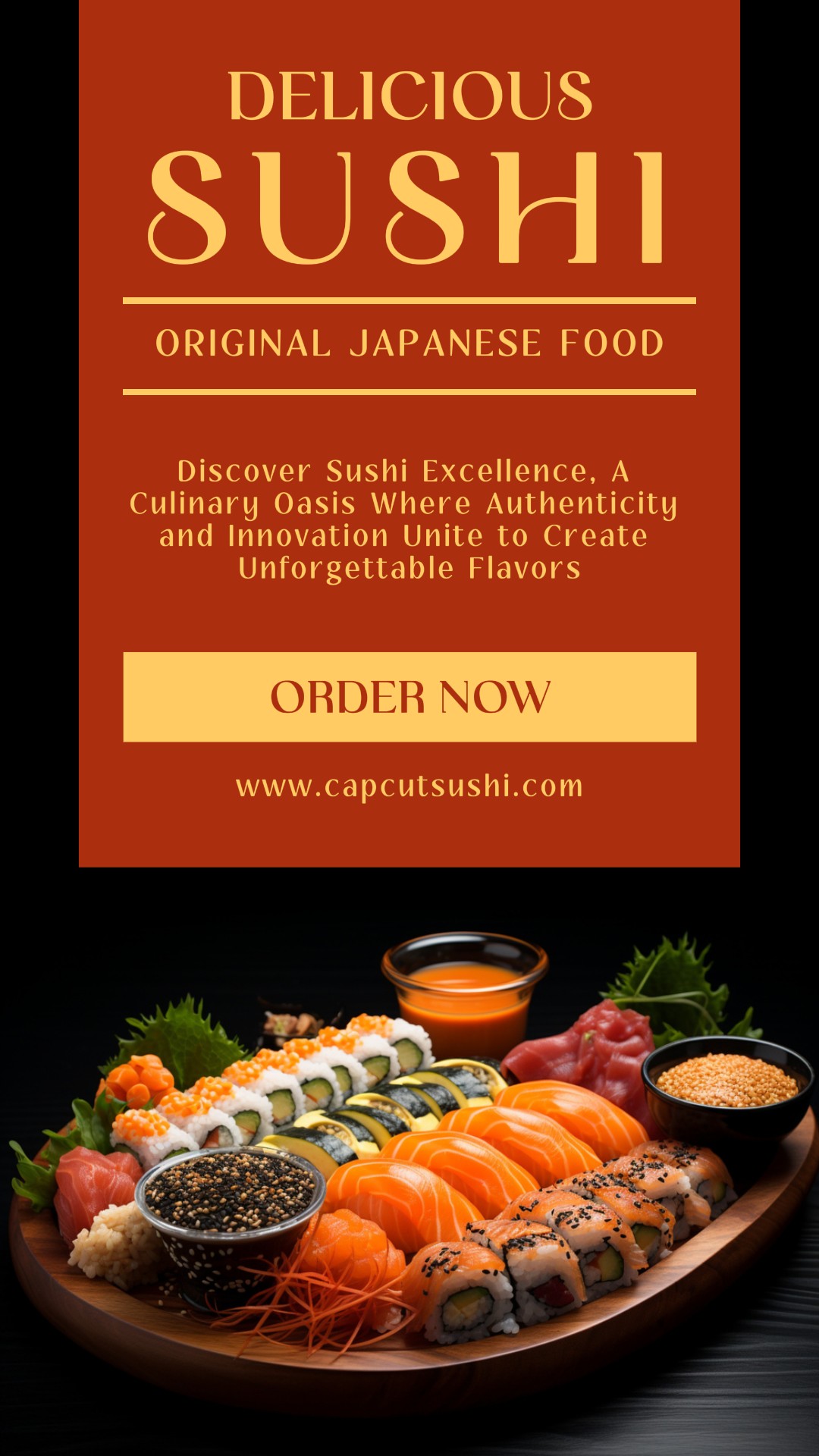 História do Instagram de promoção de comida japonesa de sushi