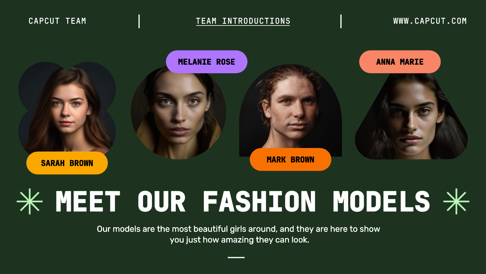 Présentation de l'équipe de modèles de mode Couverture Facebook