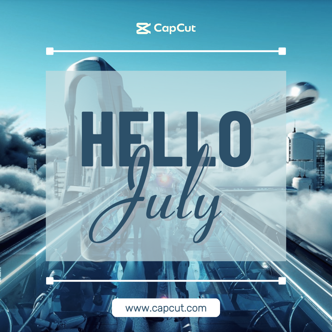 Hola julio Póster creativo Instagram Post Modern Blue