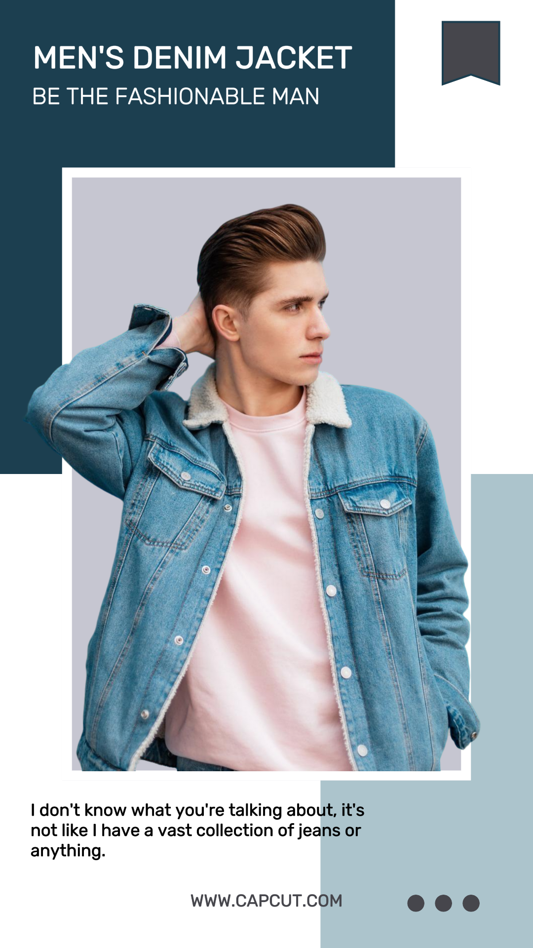 Pôster de Marketing de Roupas e Calçados Jaqueta Jeans Masculina Exibição de Produto História do Instagram