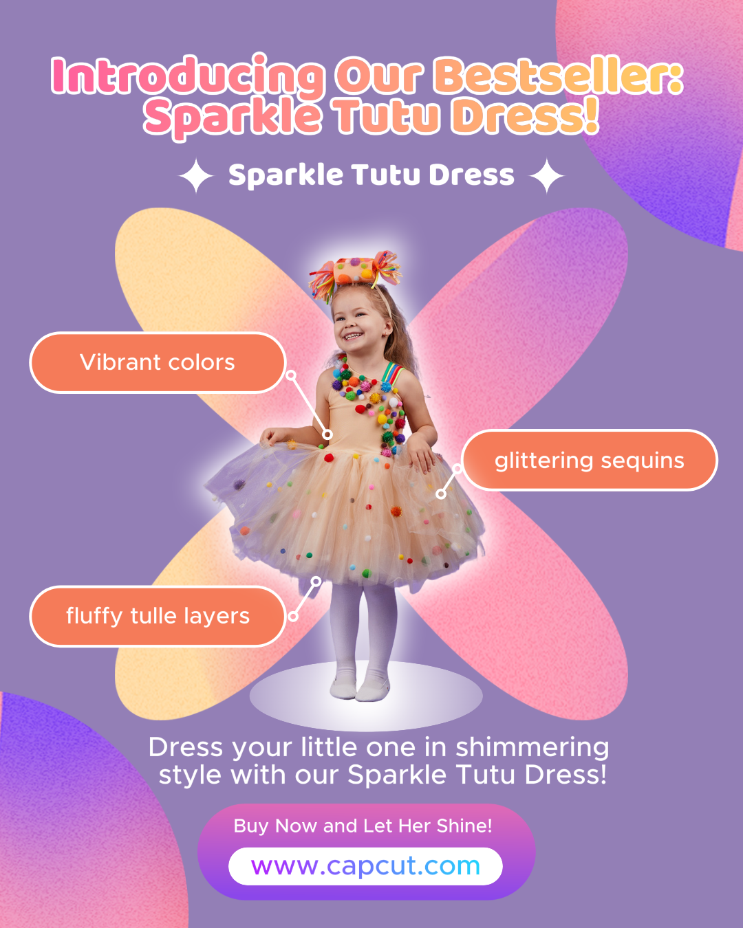 Sparkle Tutu Kleid niedlich und verspielt für Kinder Werbung Instagram Portrait