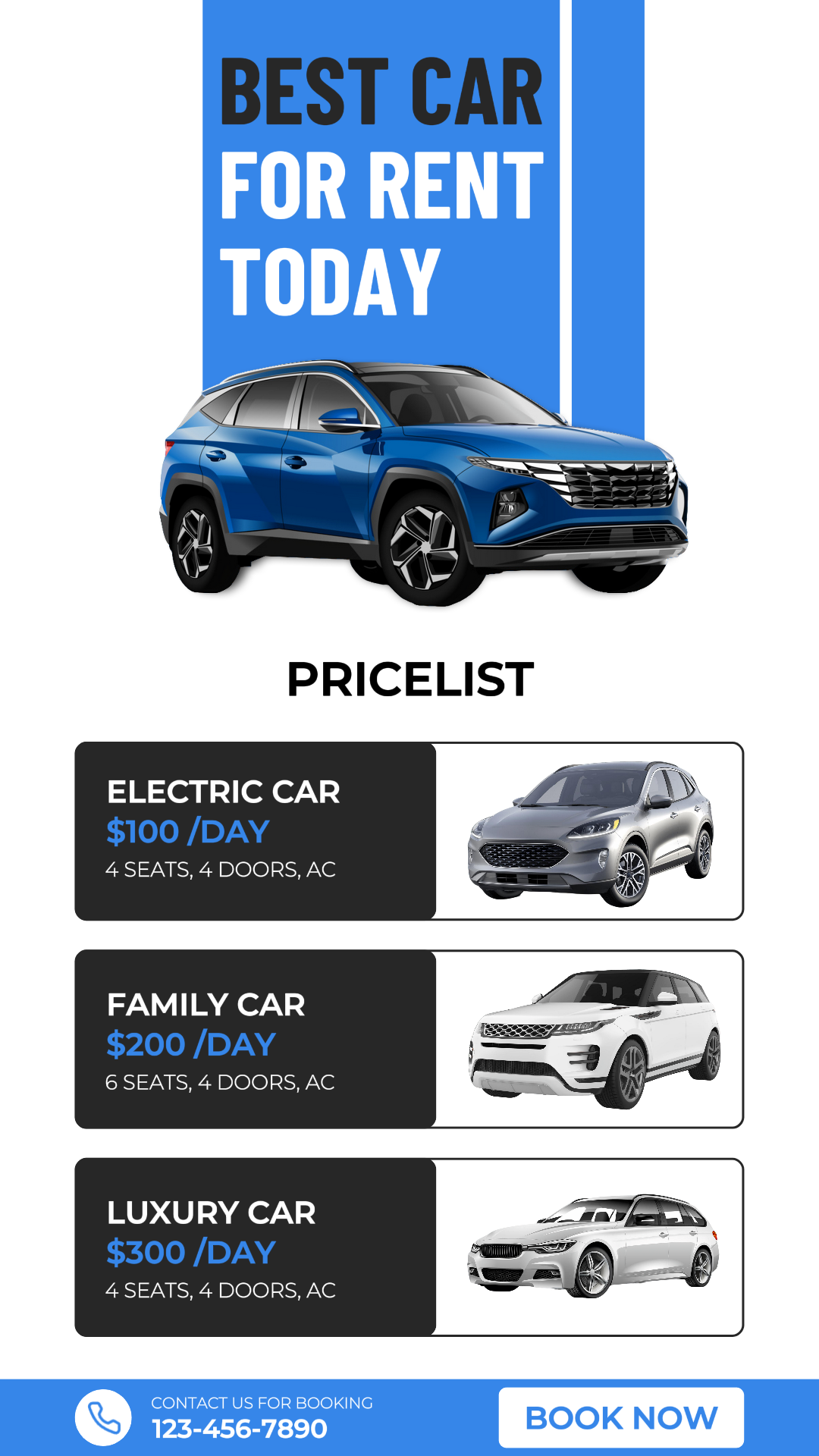 Mobil - Poster Pemasaran Daftar Harga sewa mobil