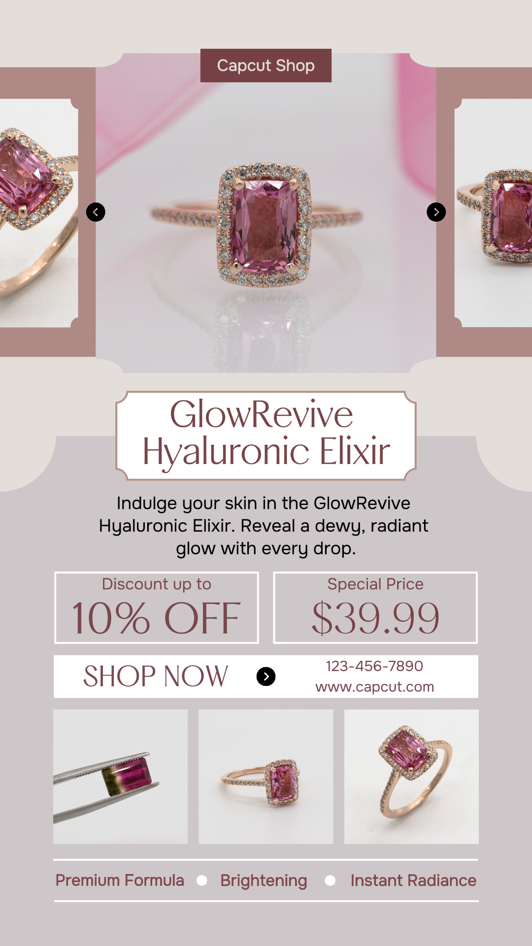 Modebranche Frauenring Produktanzeige Instagram Story