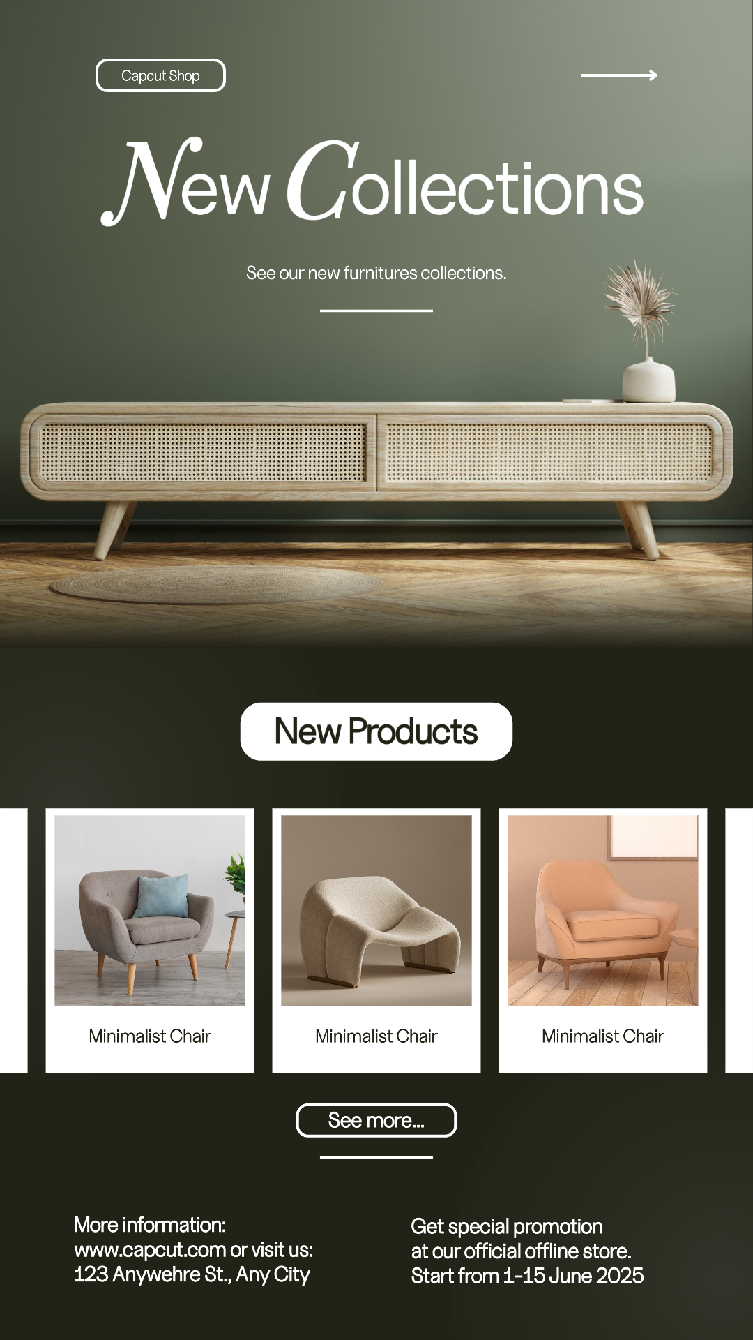 Ménage - Affiche marketing Nouvelles collections Instagram Story Green