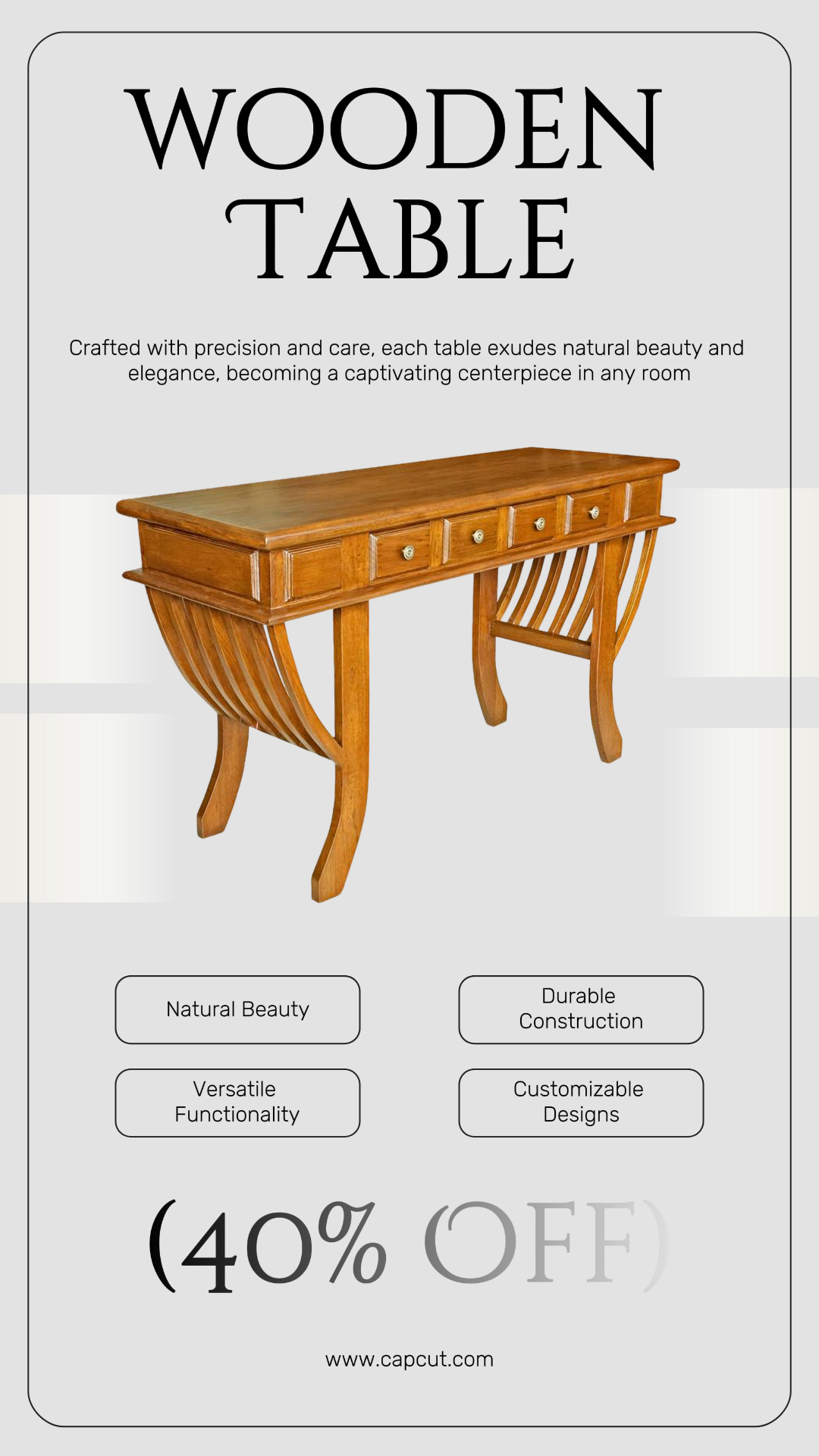 Cartel De Marketing Doméstico Muebles Mesa De Madera Promoción Historia De Instagram