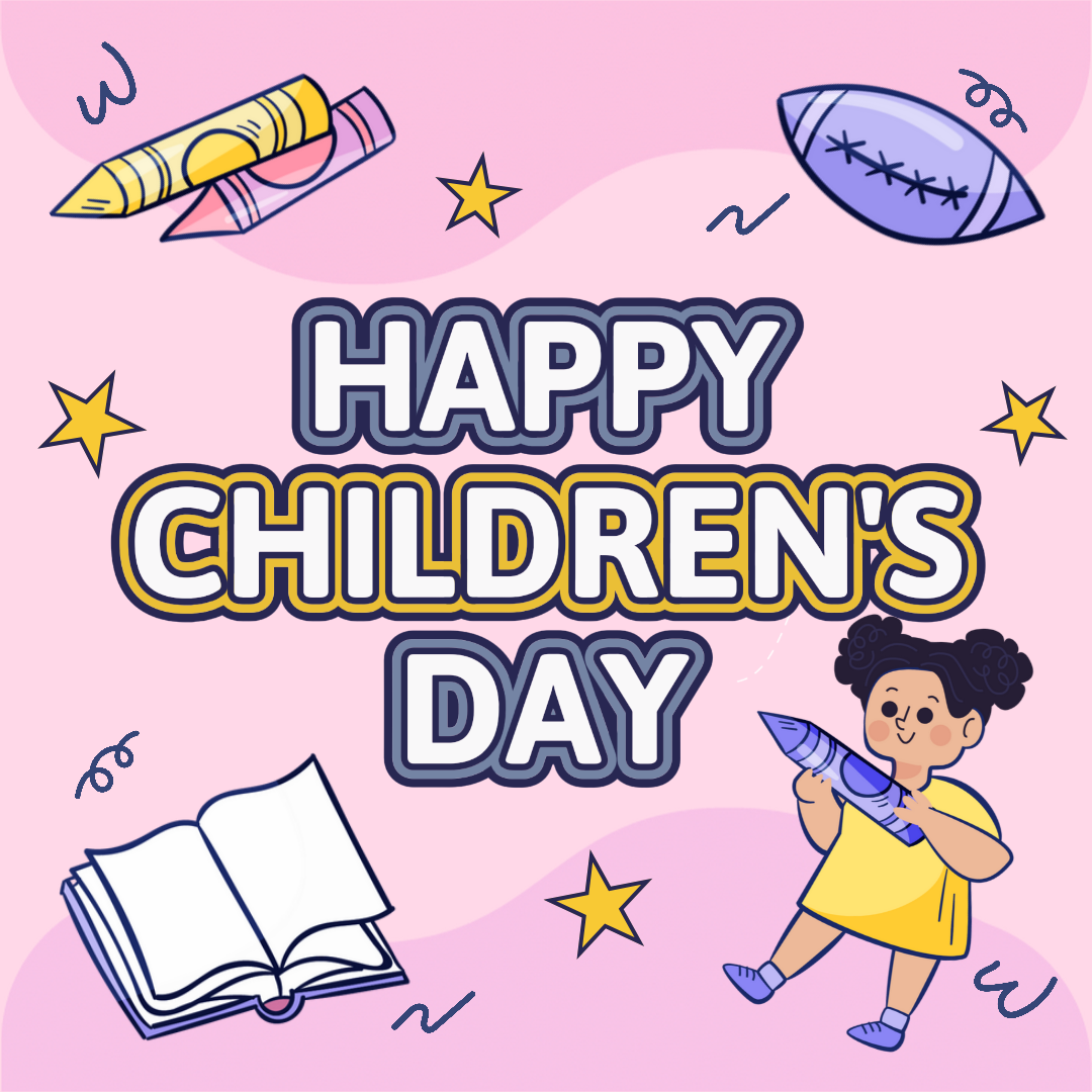 Feliz Día del Niño Póster Creativo Industria General Instagram Post Rosa Púrpura Amarillo