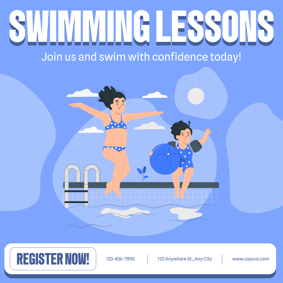 Sports and Match Marketing Poster Swimming Blue