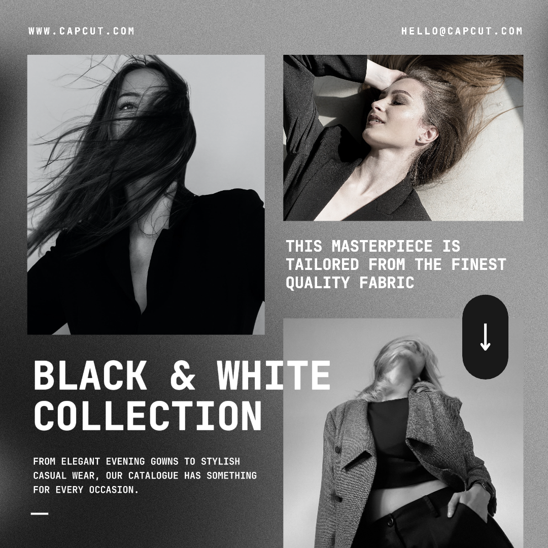 Pôster de Marketing de Roupas Coleção Preto e Branco Exibição de Produtos Instagram Post 