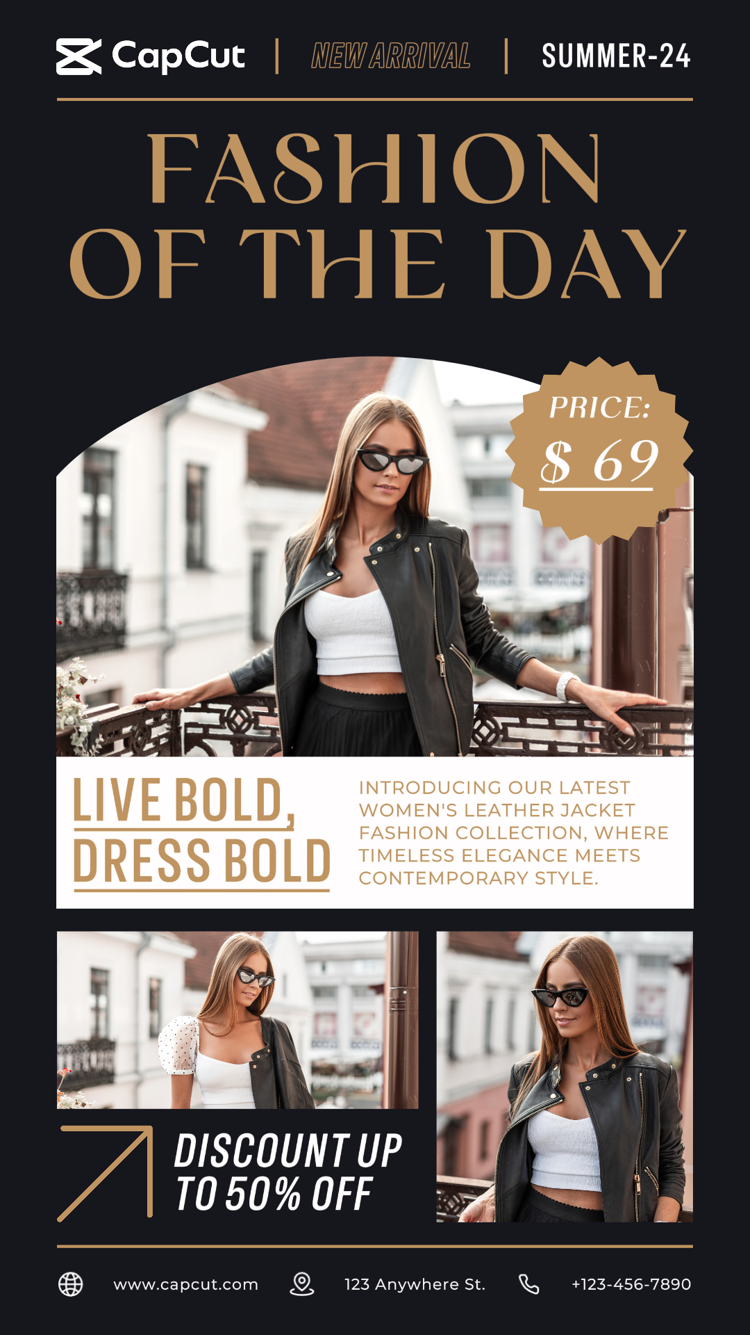 Clothing and Shoes Marketing Poster Women Jacket TikTok Post Delicate Style
