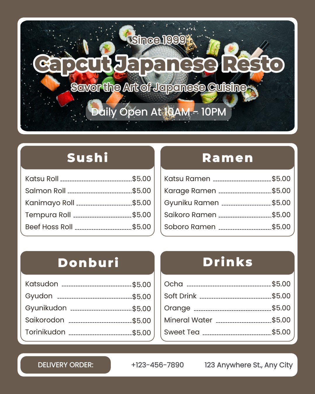 Japanese Restaurant Menu Display Instagram Portrait