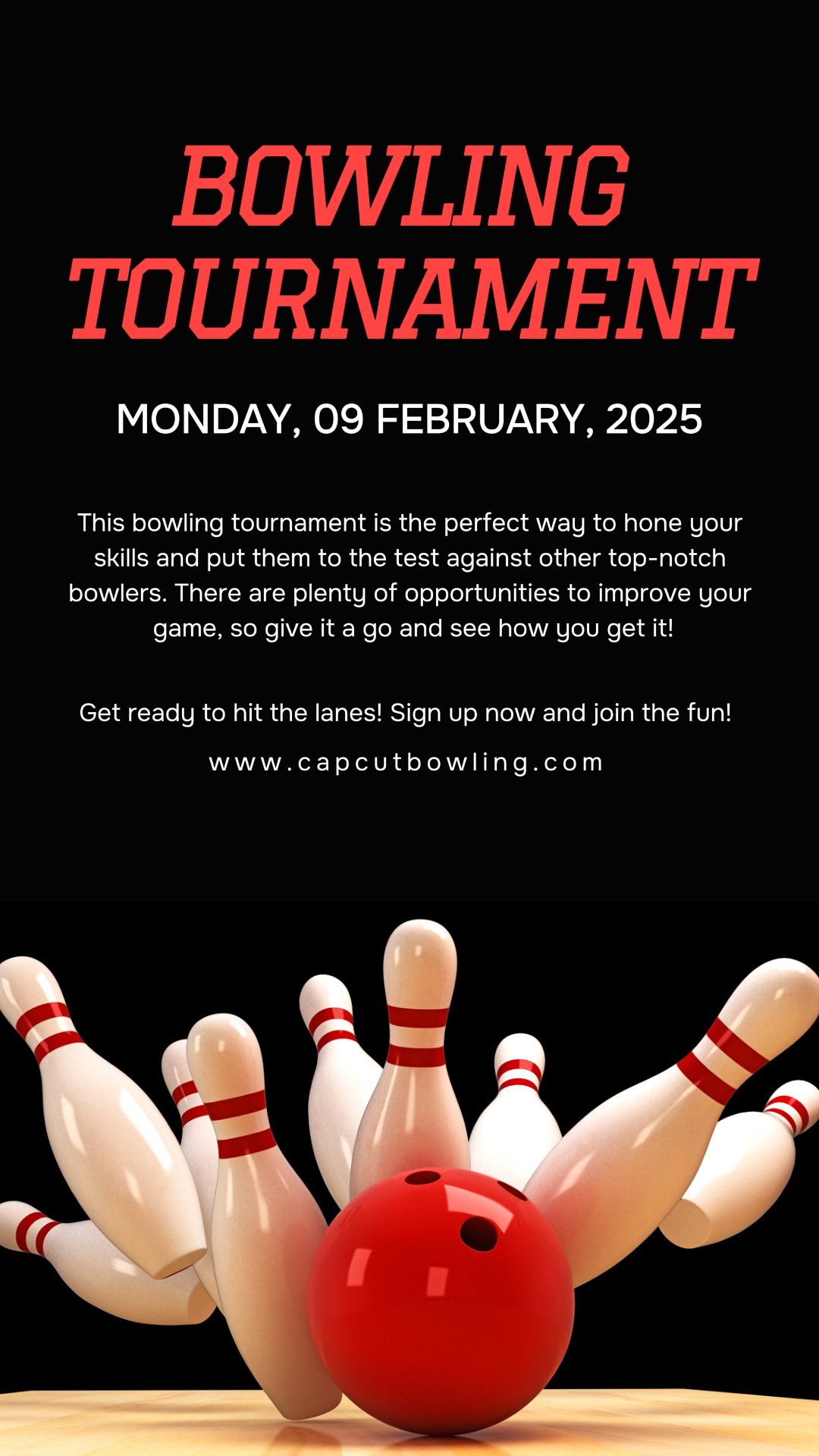 Bowling-Wettbewerb Promotion Instagram Story