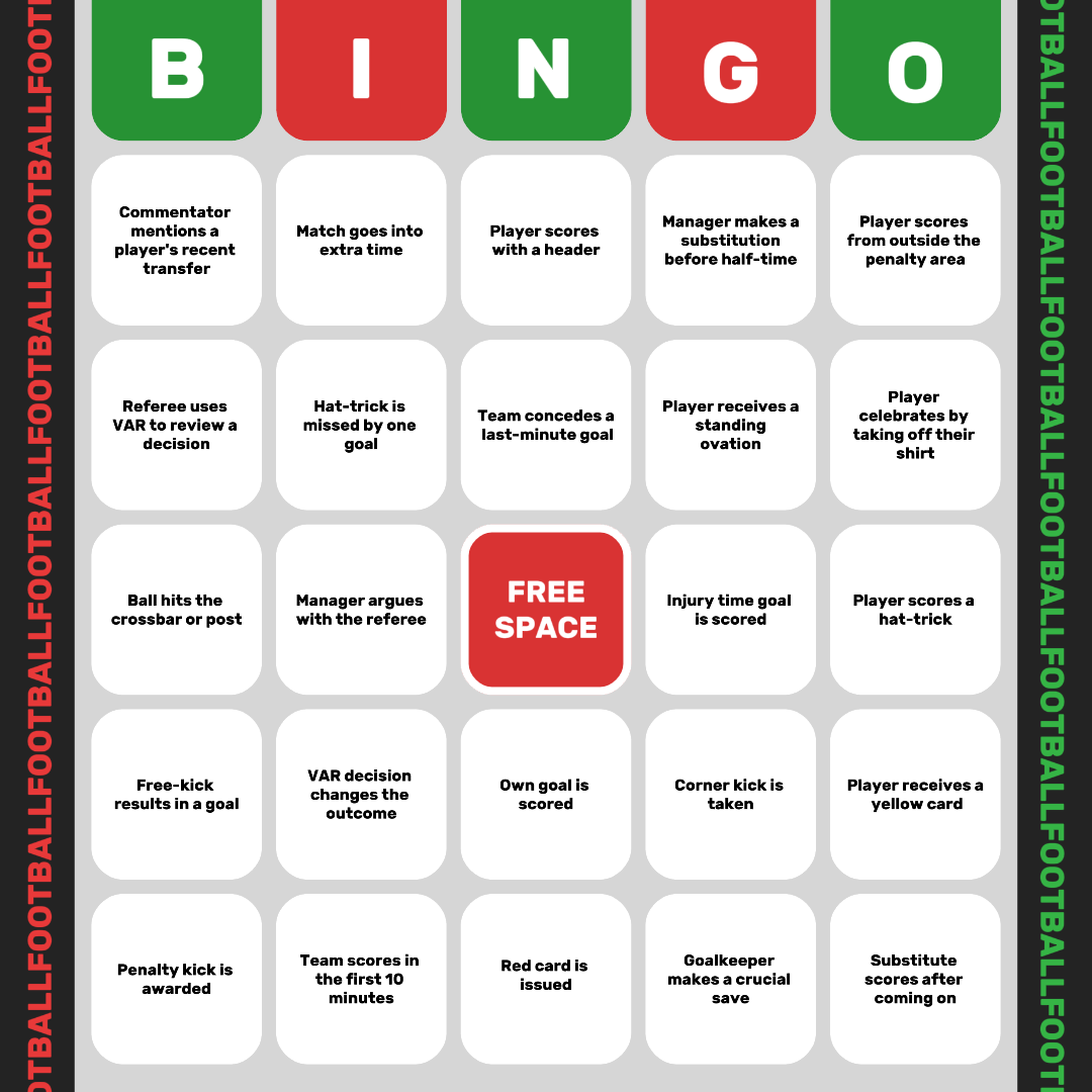 Esportes de Futebol - Jogo Social Criativo: BINGO - Instagram Post - Red Green