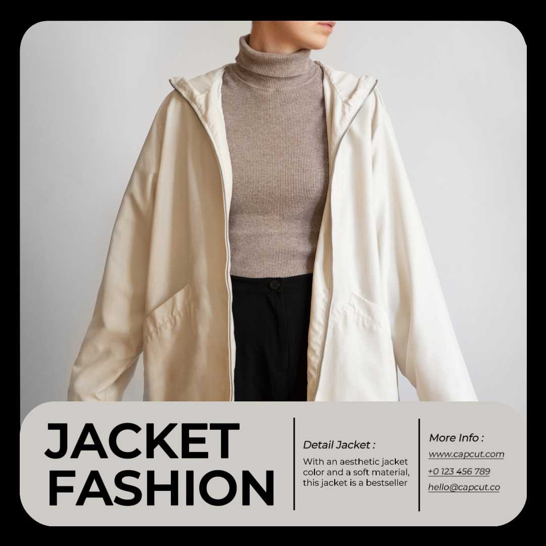 Chaqueta de moda minimalista negra crema Producto Displat Publicación de Instagram