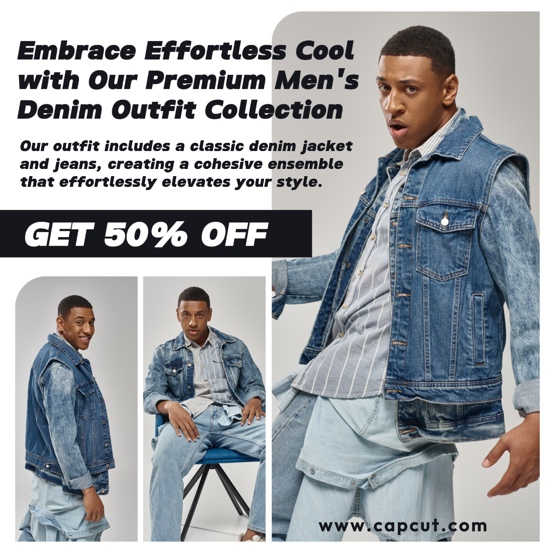 Iklan Facebook poster pemasaran pakaian pakaian denim pria