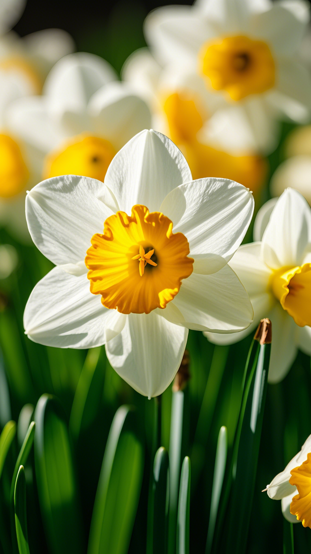 Fondo de pantalla - Póster creativo - Flores de narciso blanco