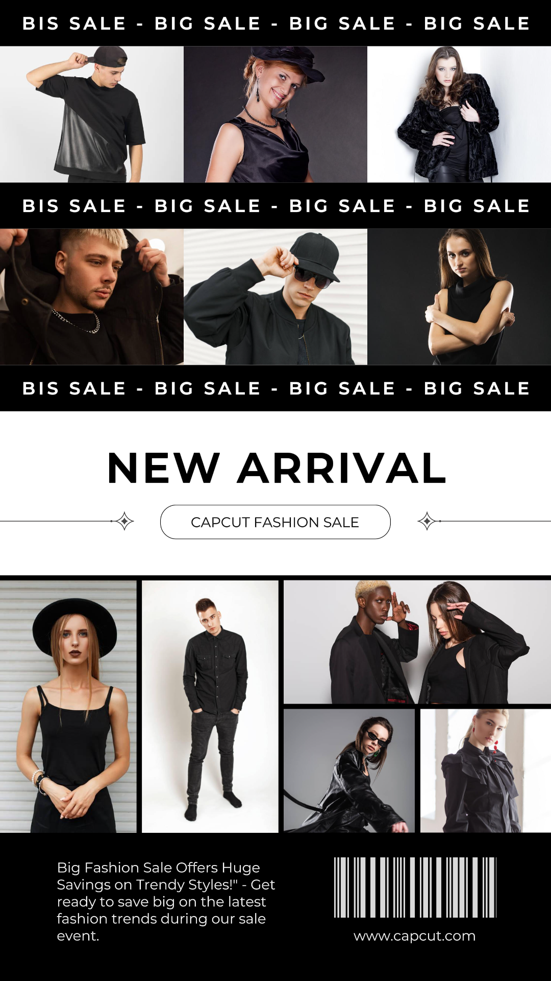 Minimalistische Collage - Marketing Poster Allgemeines Ausstellungsprodukt Tik Tok Post Schwarz Weiß