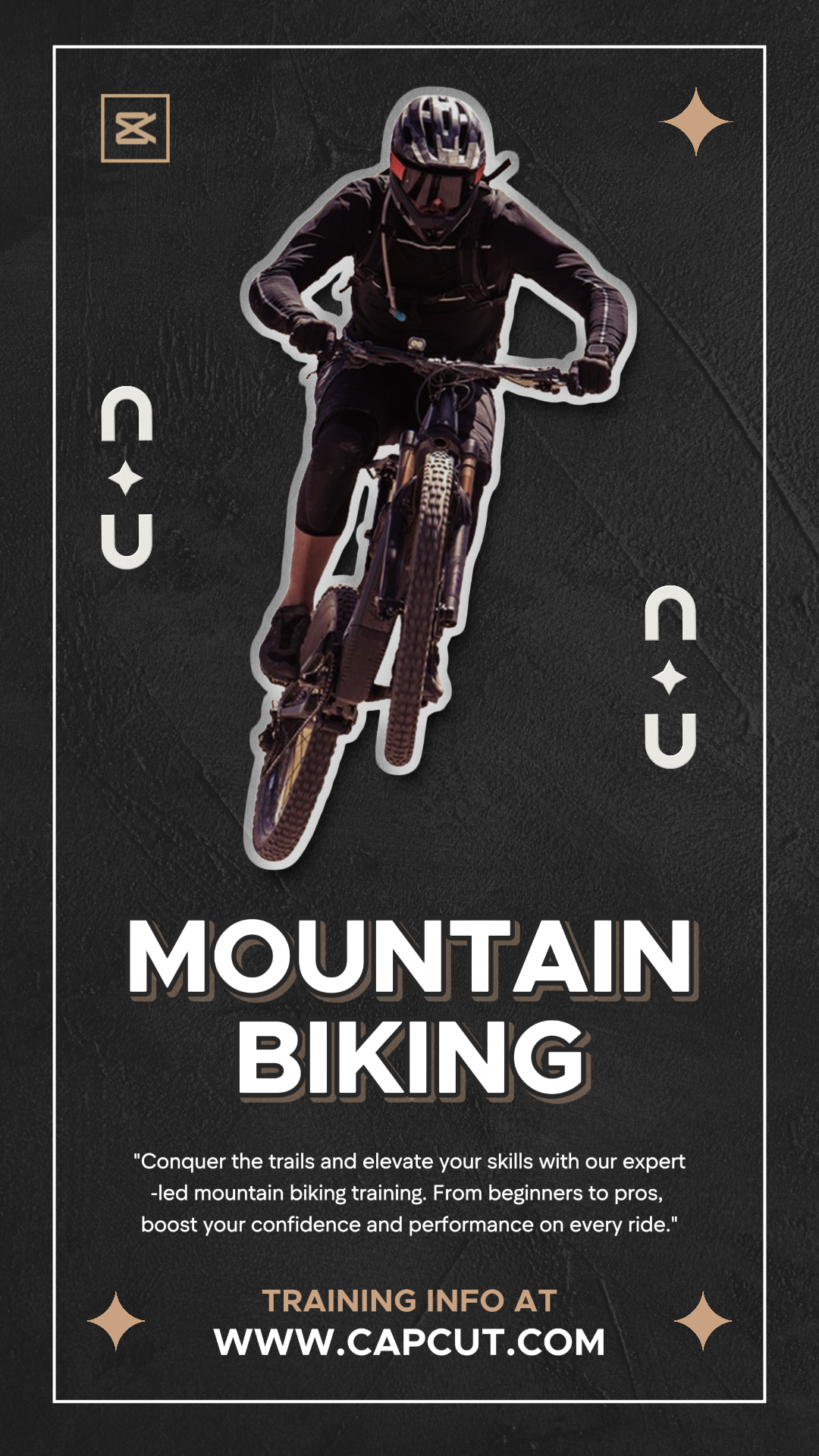 Sport und Match Marketing Poster Radfahren tiktok Mountainbiking Training Einfach Schwarz