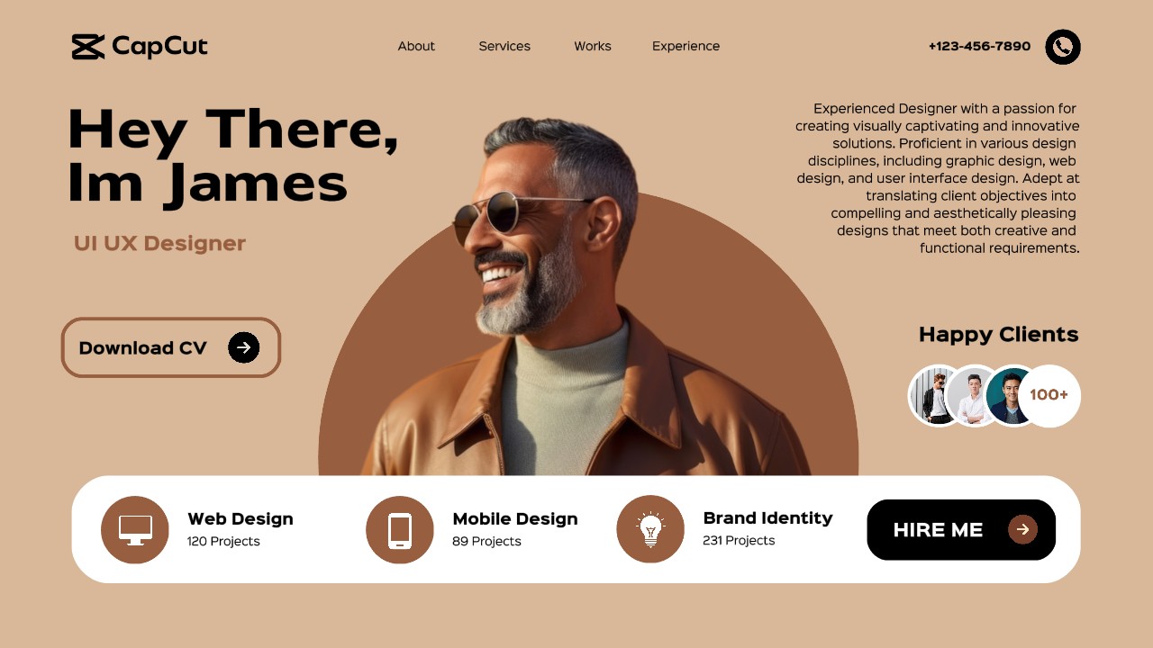 Brown Modern Personal Portfolio Website Trabalhos, Emprego | Freelancer