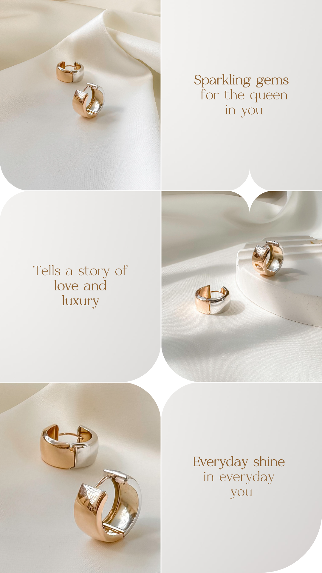 Minimalist Collage Marketing Poster Instagram Story Earrings Jewelry Gold  Luxury