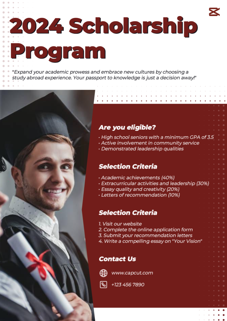 Folleto del Programa de Becas de Estudio de Educación y Formación