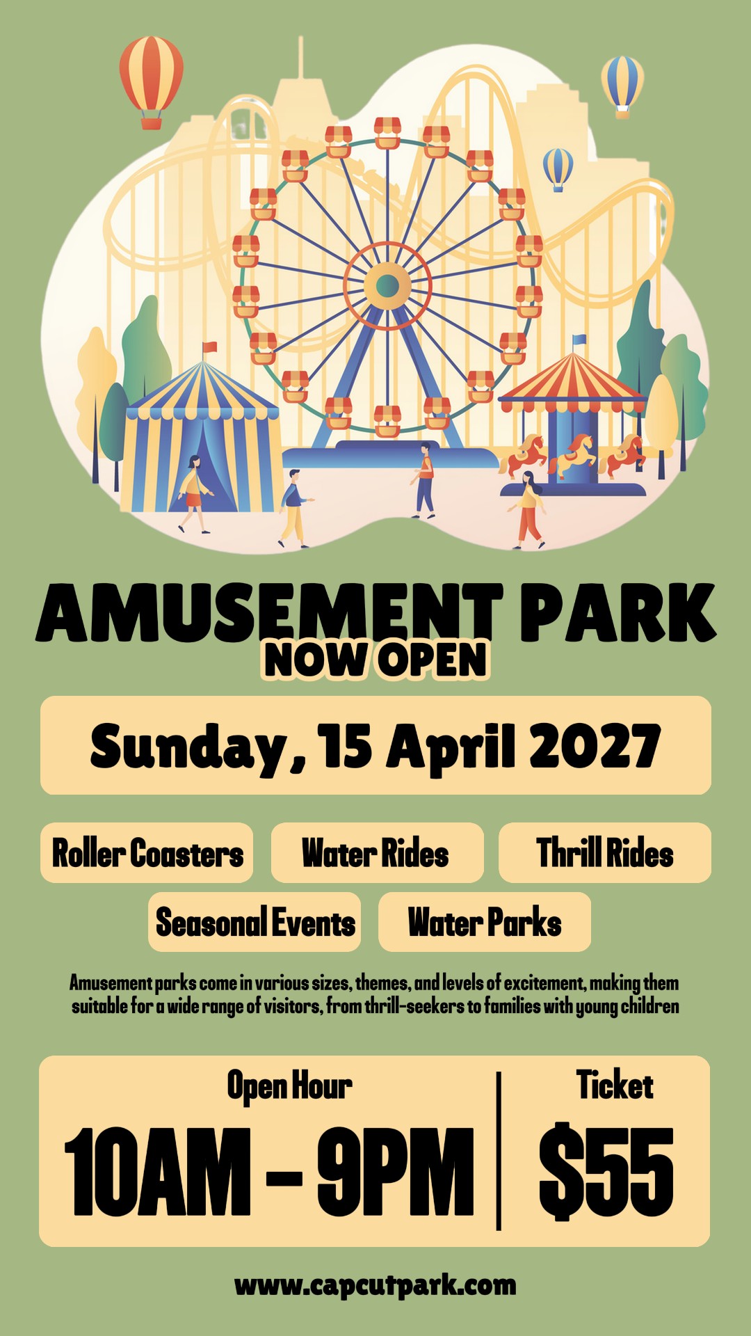 Otra historia de Instagram de apertura de parque de atracciones