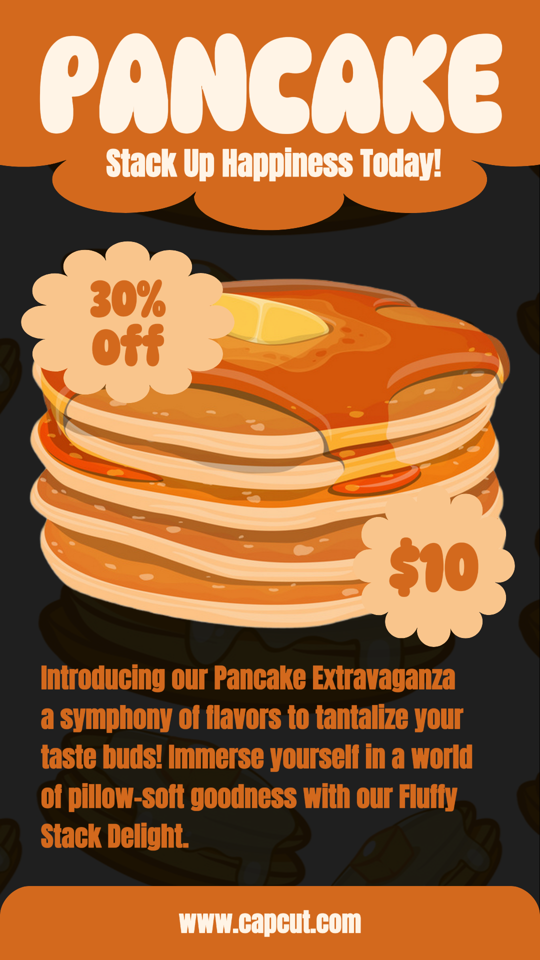 Publicação Tiktok de promoção de panqueca de comida