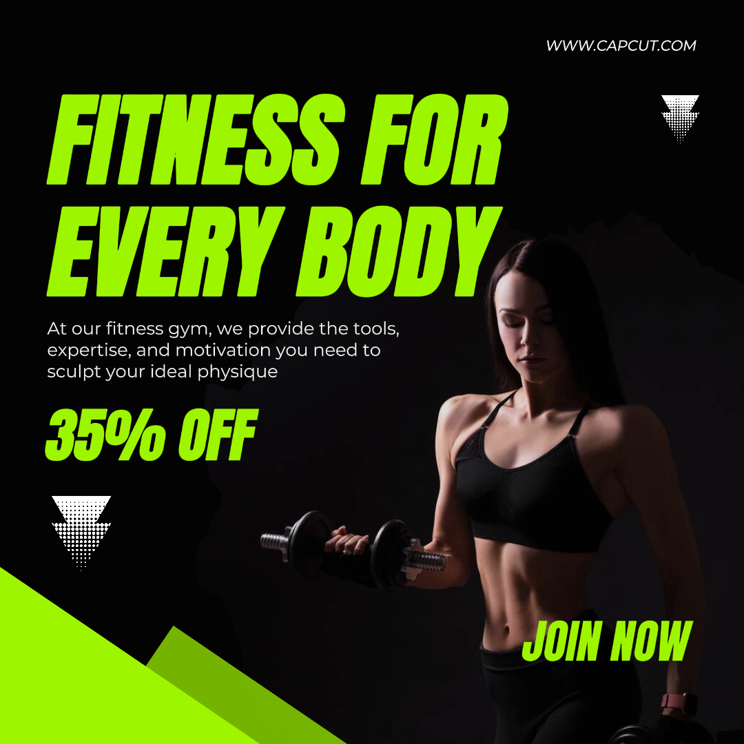 Workout and Fitness Marketing Poster Fitness for Every Body Promotion Instgram Post 