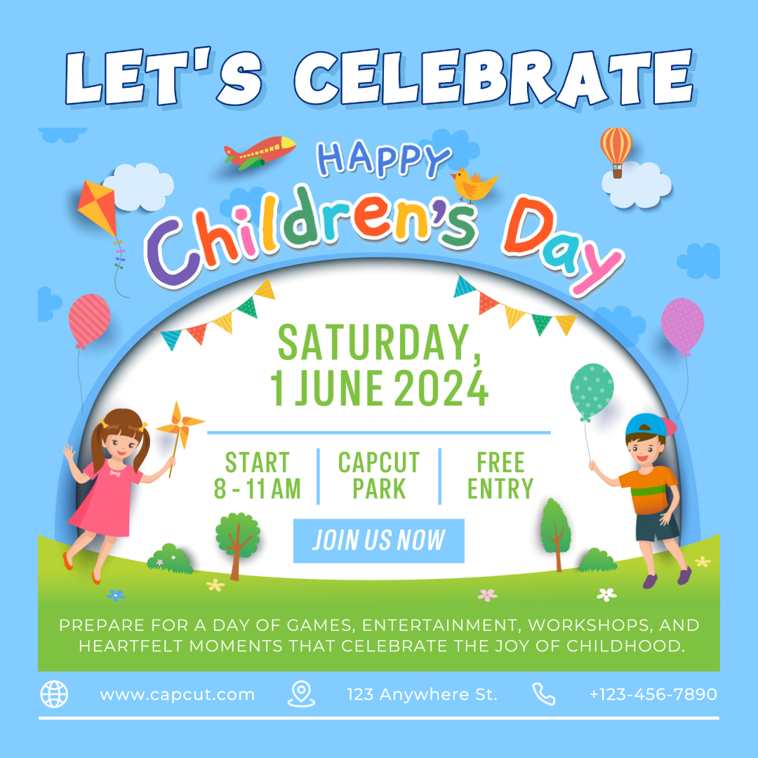 Affiche créative de la journée des enfants Style de dessin animé Instagram Post