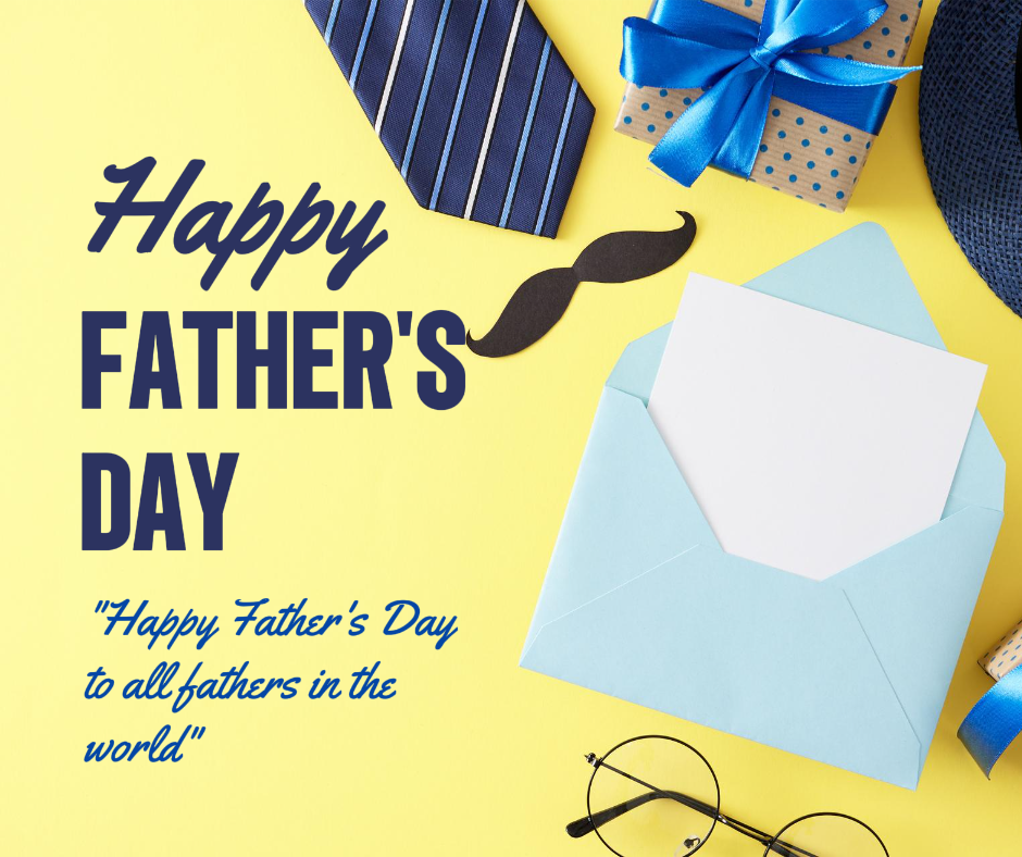 Día del Padre - Póster Creativo Feliz Día del Padre Publico en Facebook Amarillo y Azul