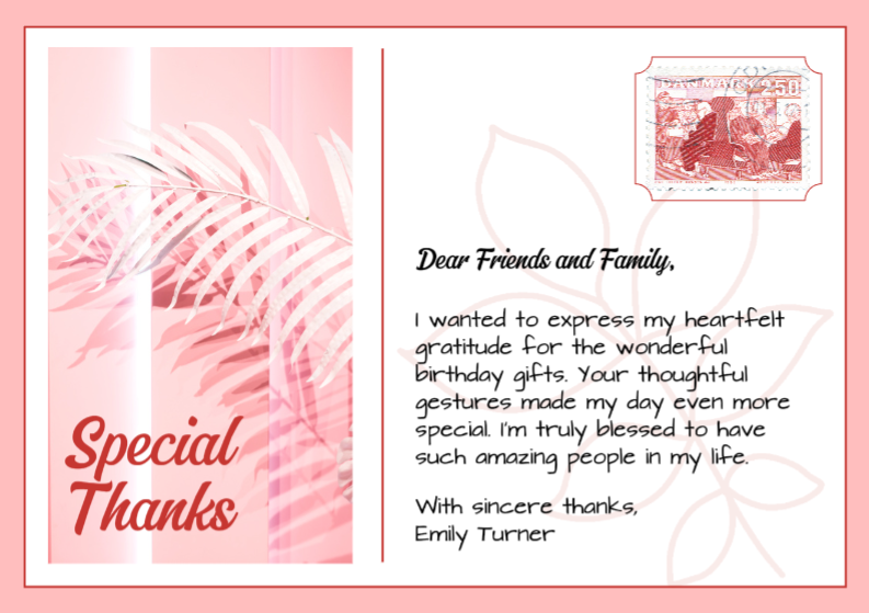 Non Marketing Post Card Simple Pink