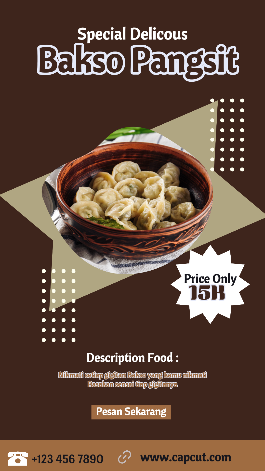 Promoción especial Bakso Pangsit Historia de Instagram