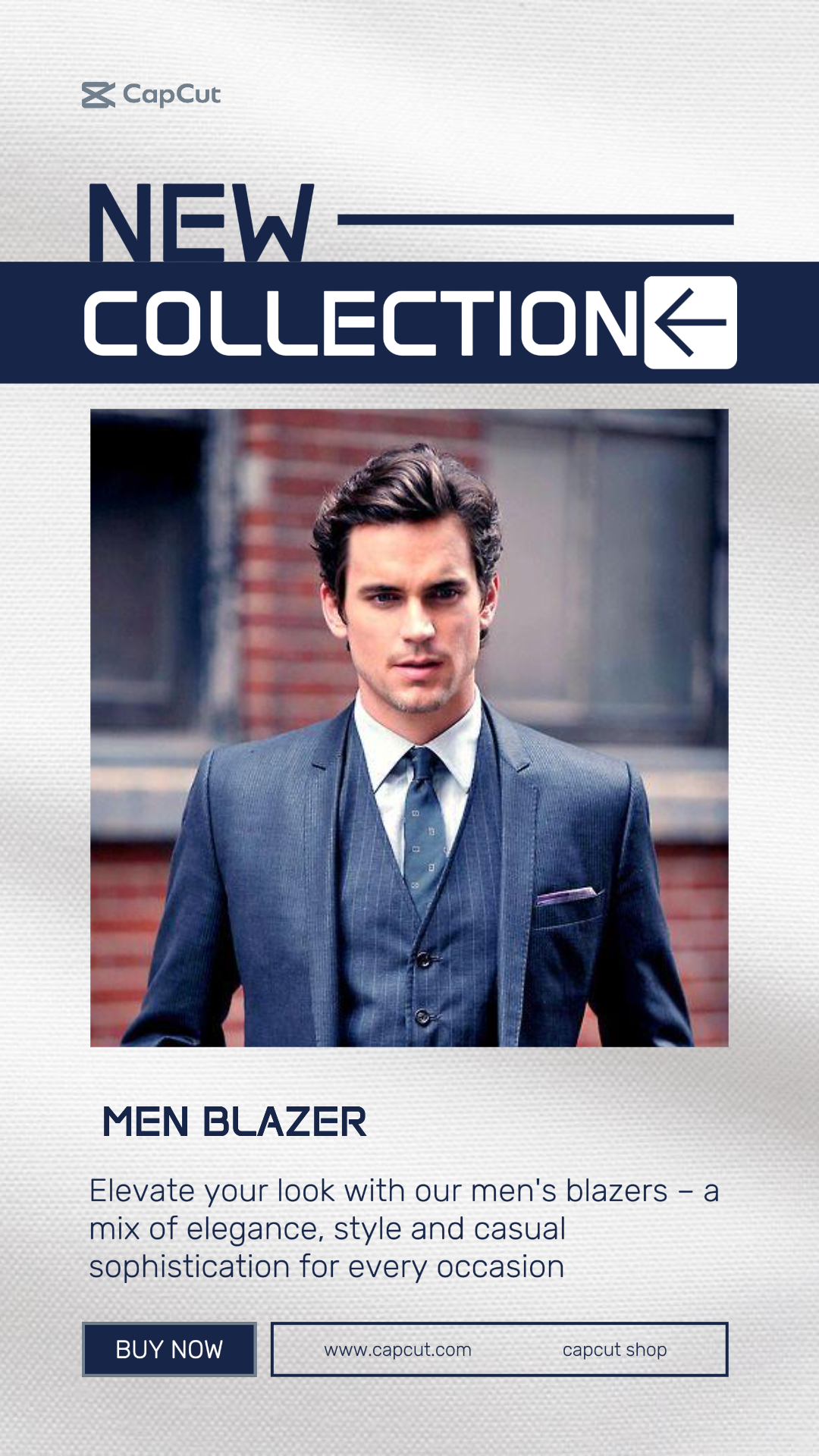 Colagem minimalista de marketing de blazer azul