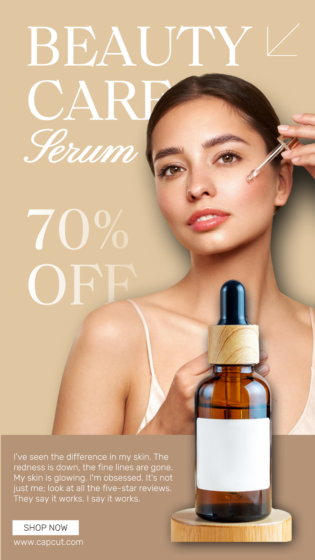 Affiche marketing soins de beauté sérum vente visage histoire Instagram