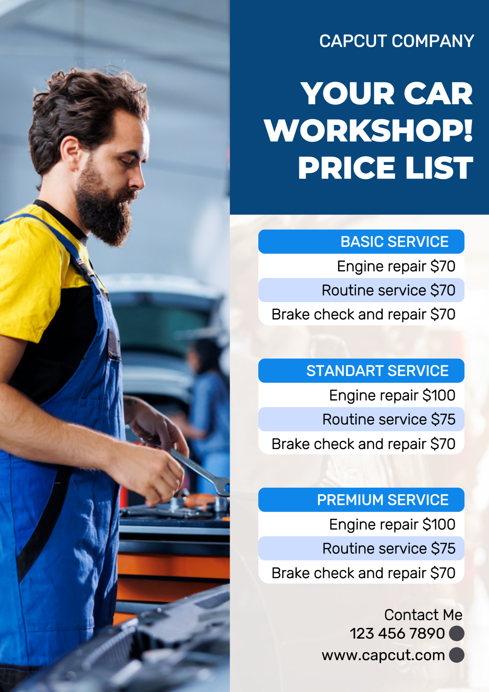 Autowerkstatt Preisliste Marketing Poster