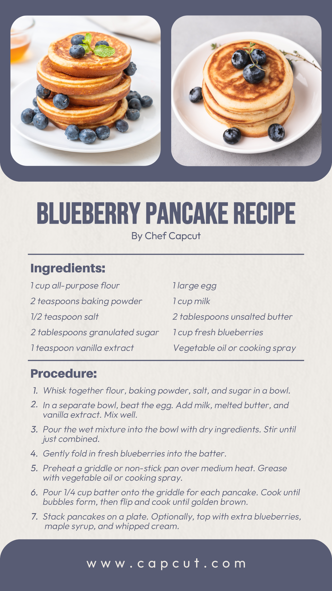Blueberry Pancake recipe instagram story