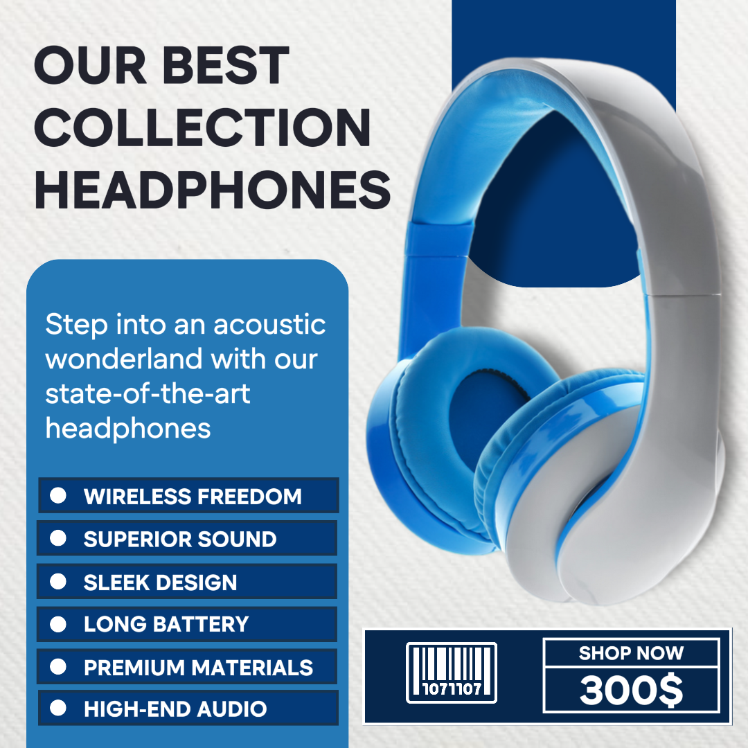 Electronic business promotion display template, blue modern headphones for instagram post