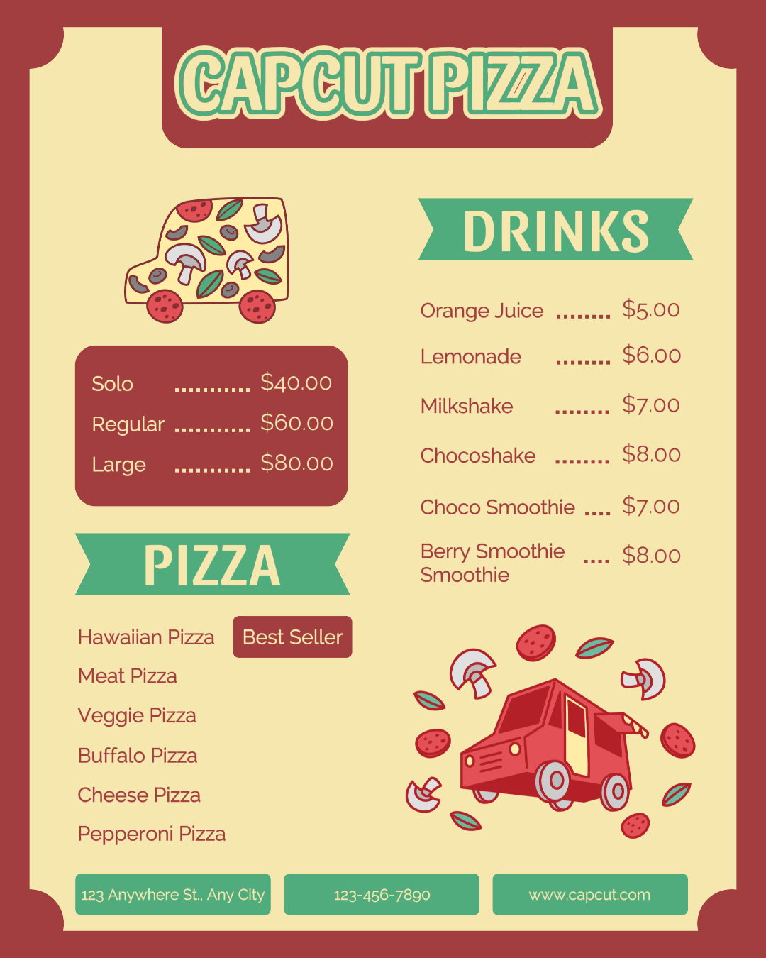 Pizza Food Truck Menu