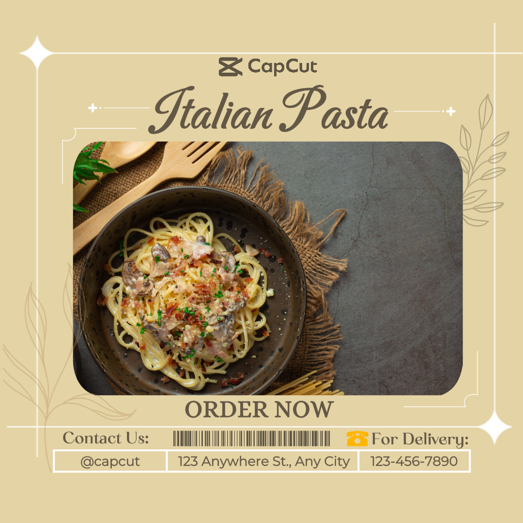 Affiche marketing sur les aliments et les boissons Instagram Post Pasta