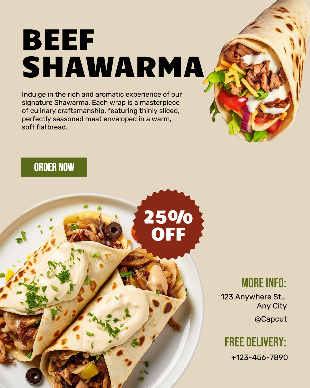 Shawarma cerveja comida promoção instagram retrato