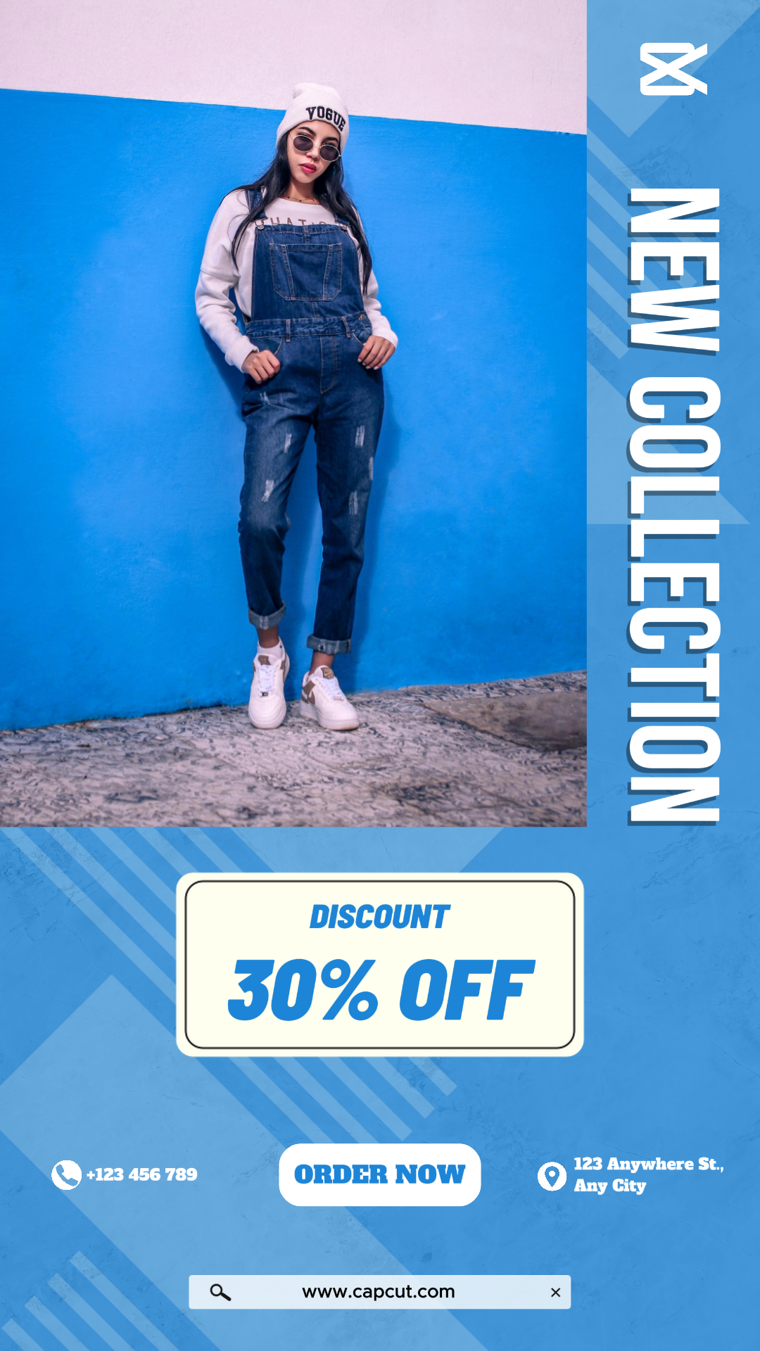 Ropa y Zapatos Nueva Colección Instagram Story Blanco y Azul Minimalista