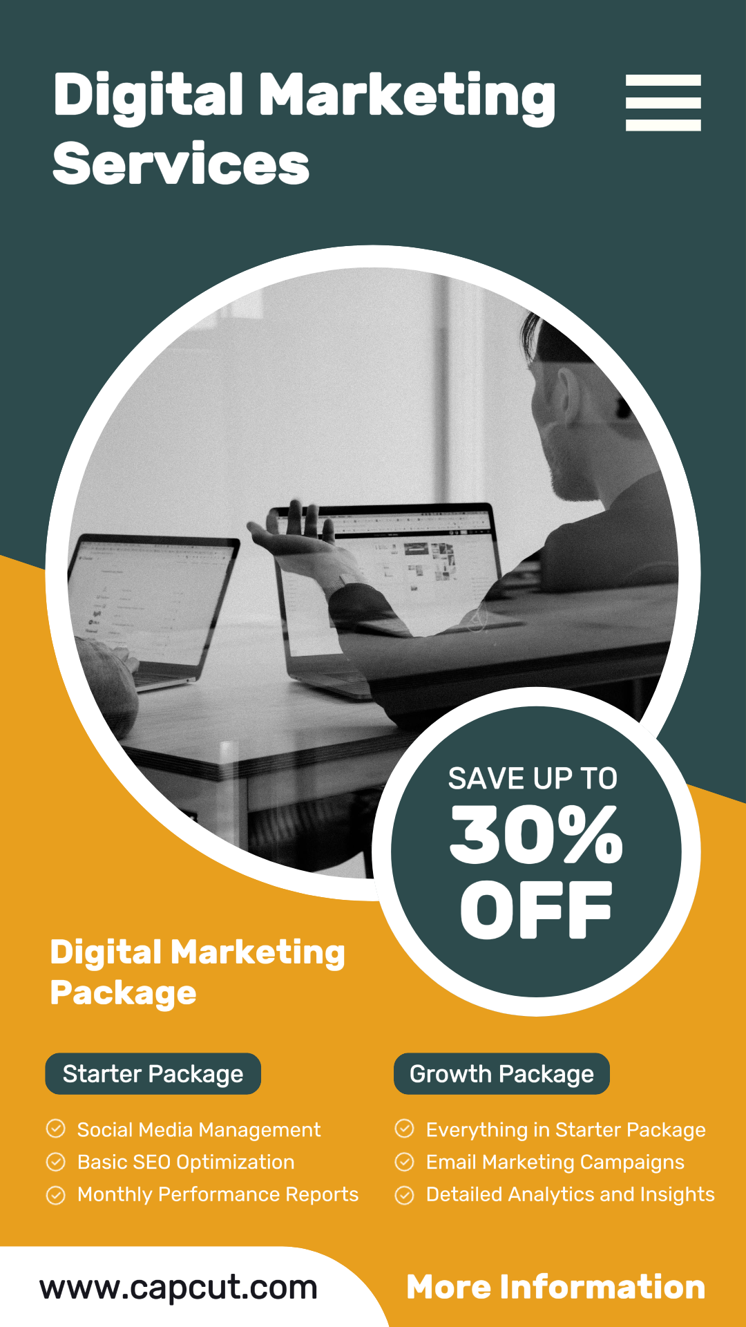 Cartel de marketing de negocios y oficinas Servicios de marketing digital Historia de Instagram