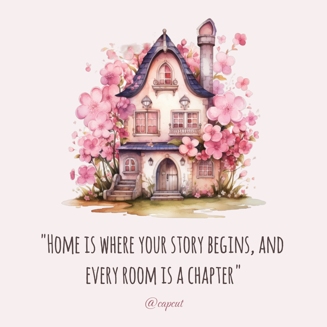 Accessoires ménagers et meubles affiche créative citation maison rose doux et marron