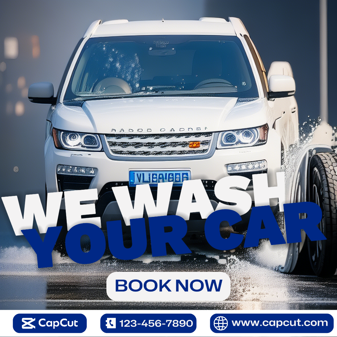 Cars Car wash Instagram post blue style