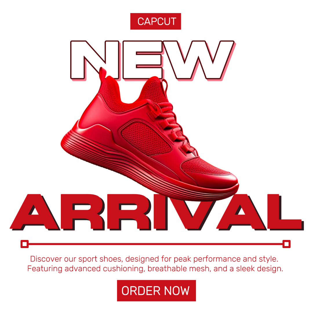 Kleidung und Schuhe - Marketing Poster Instagram Post Schuhe Rot und Weiß