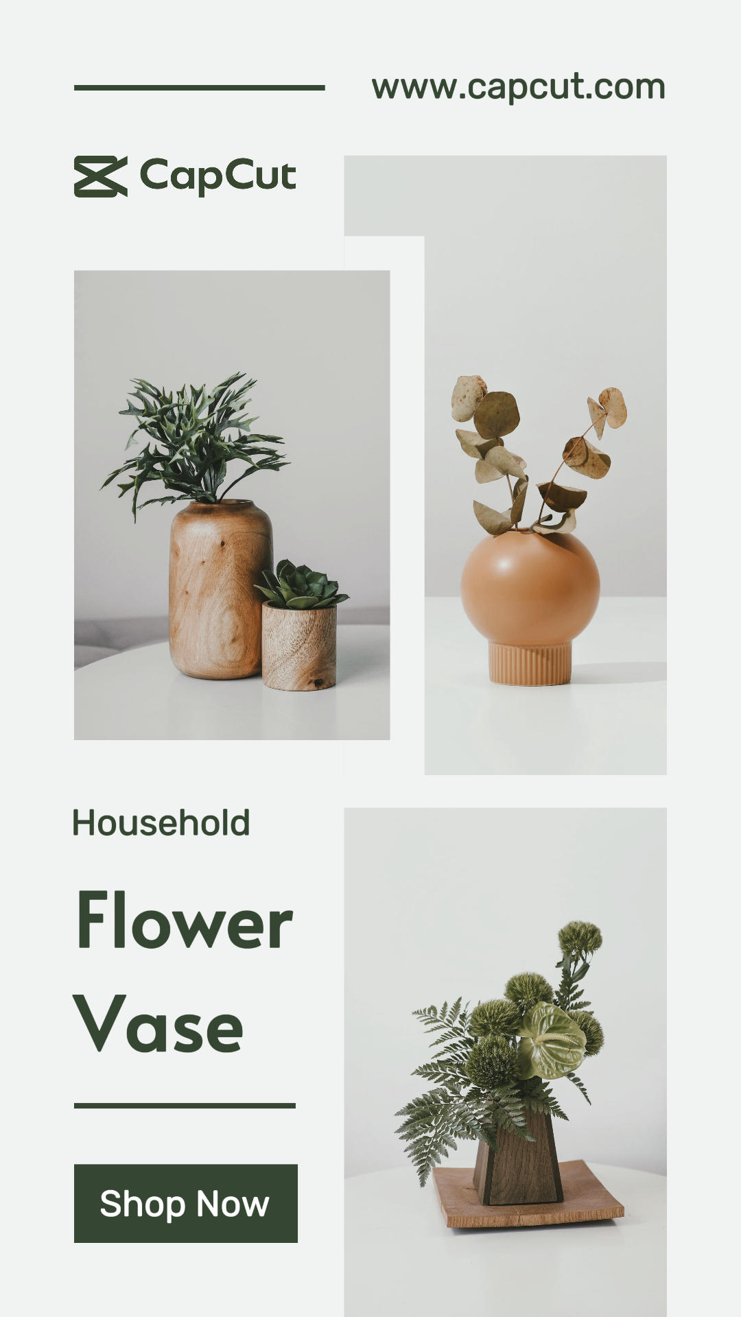 Bildvorlage Minimalistische Collage Marketing Poster Instagram Story Haushalt Grau