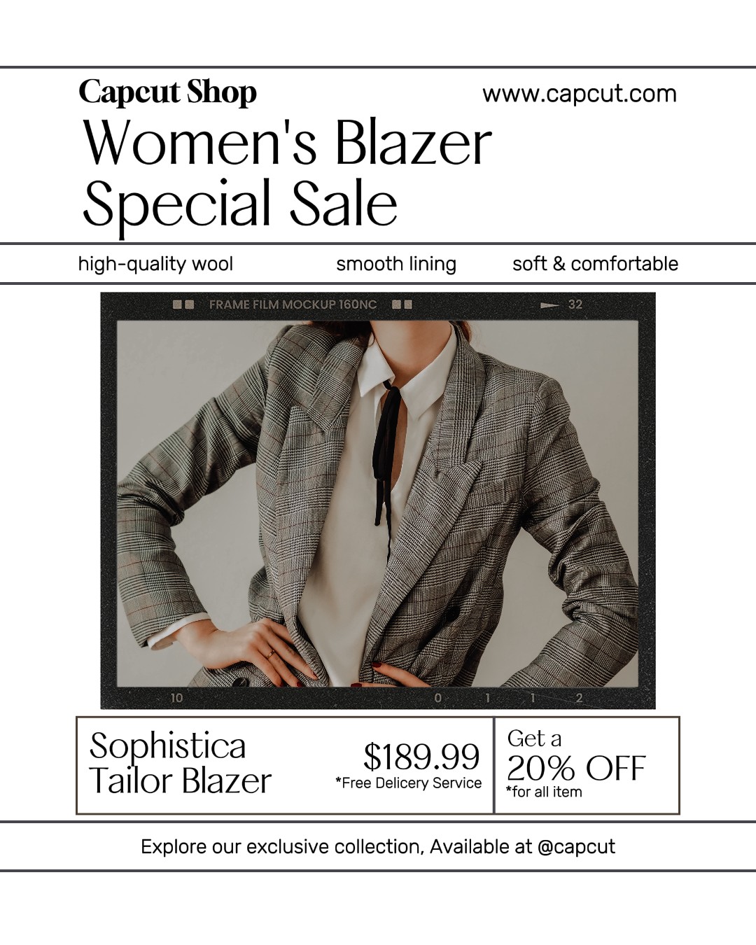 Blazer femme de l'industrie de la mode Promotion Instagram Portrait